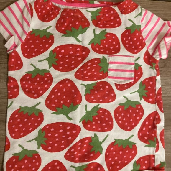 Mini Boden Other - Mini Boden Strawberry Print White Red Cotton Short Sleeve Top T Shirt 6-7 Y GUC